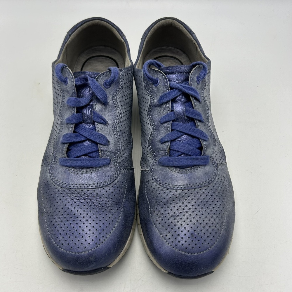 Dansko  Leather Sneakers Womens 10.5 Christina Lace Up Metallic Blue EU 41 Read